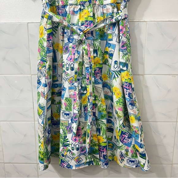 Studio Park S Petite Cotton Postcard Hawaii Vacation Short Sleeve Shirt Dress - Picture 5 of 12